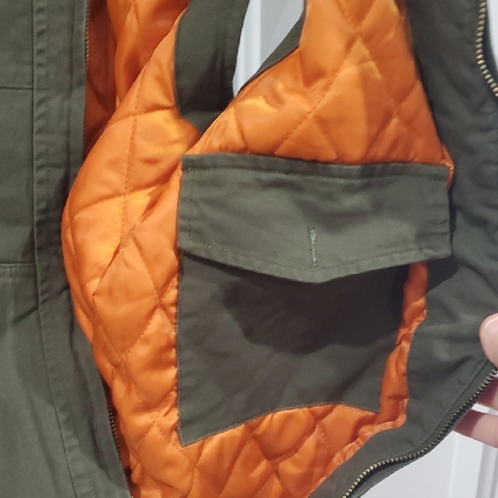 Men's Olive Green Canvas Utility Vest Quilted Inside SMALL - Picture 9 of 9